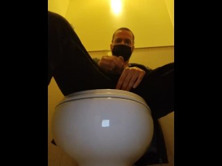 Cumshot in the Floor of Public Mall Toilet