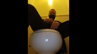 cumshot in the floor of public mall toilet