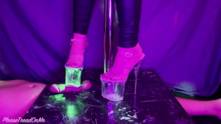 clear stripper heels trample cock