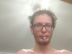 Skinny guy loves to spit and vape circles