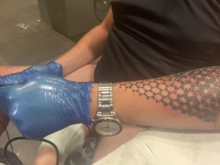 I tattoo myselfand my wife came and helped. Hardhandjob/sucking/toys and Cock electrocution