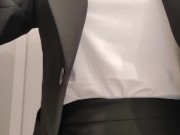 Preview 2 of Fake boobs crossdresser! Light green bra is seen through shirts!