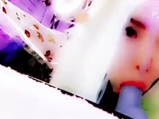 Milfy elf deep throats cum filled dildo