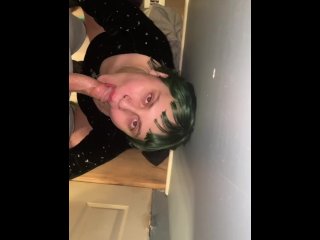 Choking on My Dick Till i Cum on Her Face POV GreenHair Colored Hair_Egirl