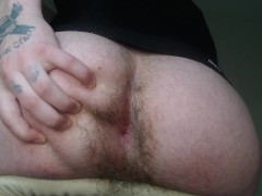 Alpha is at the computer, at that moment he lets him sniff his big hairy ass and says to lick ass