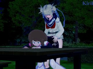 Ochako Uraraka andHimiko Toga Have Futanari Sex inA Park at Night. - My Hero Academia Hentai