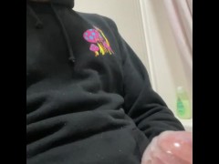 Using my clear toy with Cumshot inside