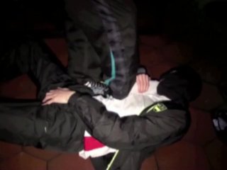 hads submission in latex fetish and sneaker domination with spanking bondage