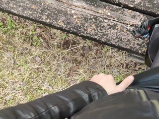 Female Attire Leather Jacket Skirt Masturbation Torture Pumps Black Pantyhose Japanese