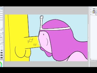 Desenho do Pornô Adventure Time - Princess Trio Chiclete com Amido e Guarda De Banana (speed-Art)