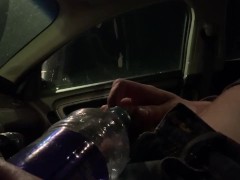Peeing in a bottle in public 