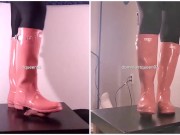 Preview 2 of Amateur Breaking in BRAND NEW Pink Hunter Boots Bootjob