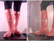 Preview 3 of Amateur Breaking in BRAND NEW Pink Hunter Boots Bootjob