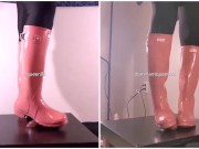 Preview 5 of Amateur Breaking in BRAND NEW Pink Hunter Boots Bootjob