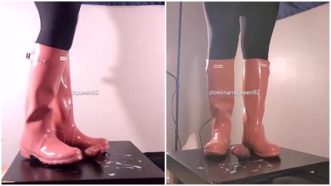 Amateur Breaking in BRAND NEW Pink Hunter Boots Bootjob