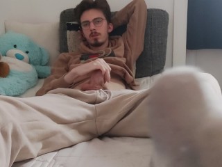 Jerking off and Showing my Dirty Socks + Cumming and Showing my Dick Fill of Cum