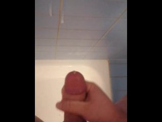 vertical video, 6 inch, shower, huge cumshot