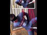 Preview 1 of Spiderman getting busted and toy around in my ropes