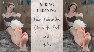 Spring掃除-メイドはあなたを彼女の穴と足をきれいにさせます