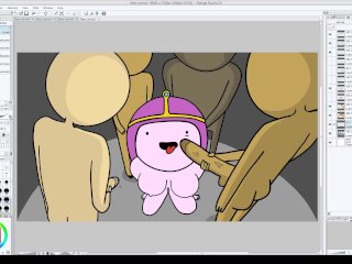 princess bubblegum, gangbang, bukkake, animation