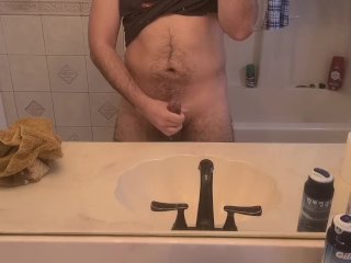 big dick, mirror, bathroom, massage