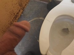 Peeing at work with boner 