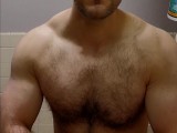 Hairy chest muscle bear with a quick flex!