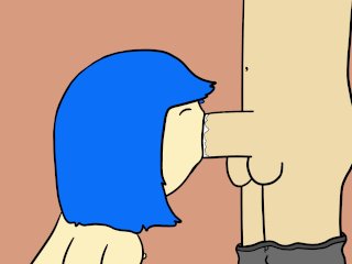 butt, cumshot, animation, blue hair