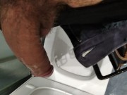 Preview 4 of Big Cock Pisses in the Bathroom and then Jerks Off with Massage Body Oil