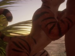 Video Female Tiger Orgasm / Squeezes His Dick (Cum Inside) | Wild Life Furry