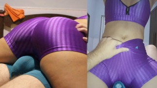 Leggings Camel Toe trockener Buckel bis ich in meine Unterwäsche komme, glänzender Spandex Arschjob/Pussyjob