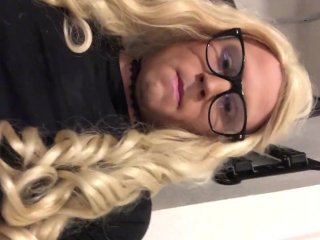 blonde cd playing with her toy