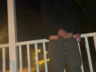 Bf Masturbates on_Front Porch and in_Driveway Risky Public