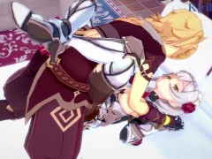 Noelle and Aether have intense sex in the bedroom. - Genshin Impact Hentai