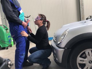 I Take the Car to_the Mechanic But Pay Him with_a Perfect Blowjob...public Blowjob_with Deep Throat