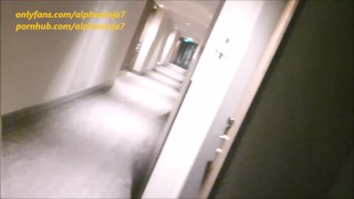 Risky Public Sex around the Hotel, Cum Over My Ass in the Corridor