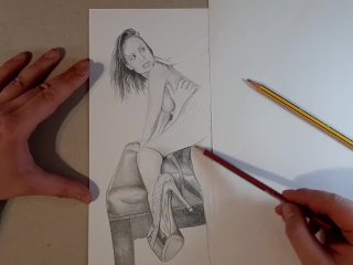 Speed Drawing - Hot MILF in High Hells Takes Two Dicks! AnalThreesome and_DP