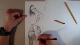 Speed Drawing - Hot MILF in hoge hel neemt twee lullen! Anale trio en DP