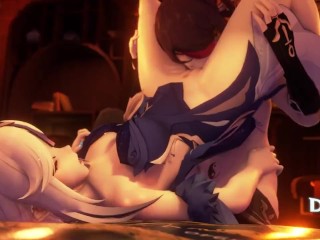 Genshin Impact Beidou Eats Ningguang's Delicious Pussy out 60 FPS