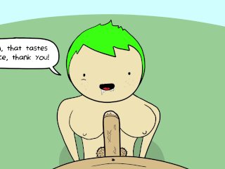 green hair, cartoon, butt, big boobs