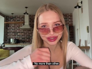 english subtitles, slut girlfriend, cum on glasses, russian