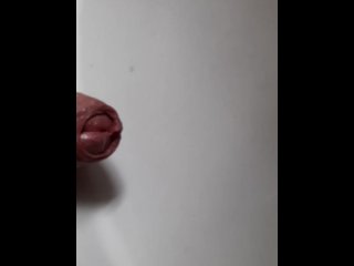 Chub enjoying a hands free, quick wank of his small dick, using sink and foreskin to shoot huge load