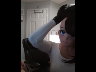 Betty & Miki Pt3! Female masked Betty unmasks and masks in her anime girl_mask Miki!Kigurumi mask!