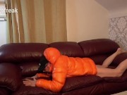 Preview 3 of Short Preview of Leather Sofa Humping and Down Jacket Wanking Fun!
