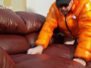 Preview 6 of Short Preview of Leather Sofa Humping and Down Jacket Wanking Fun!