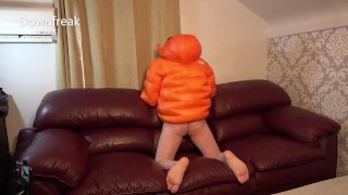 Short Preview of Leather Sofa Humping and Down Jacket Wanking Fun!