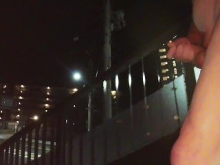 Pedestrian Bridge CrossingChallenge - Walking Naked Playing_with Erect Cock at Midnight _ 220411