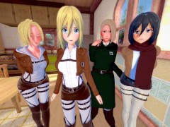 Video [POV] ATTACK ON TITAN HAREM - 4 GIRLS (Annie, Mikasa, Historia, Hitch)
