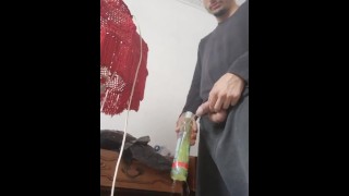 Faggot Urining inside listerine bottle 
