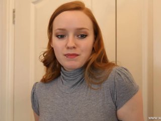 Innocent Redhead strips naked for you then RUBS her PUSSY for you!